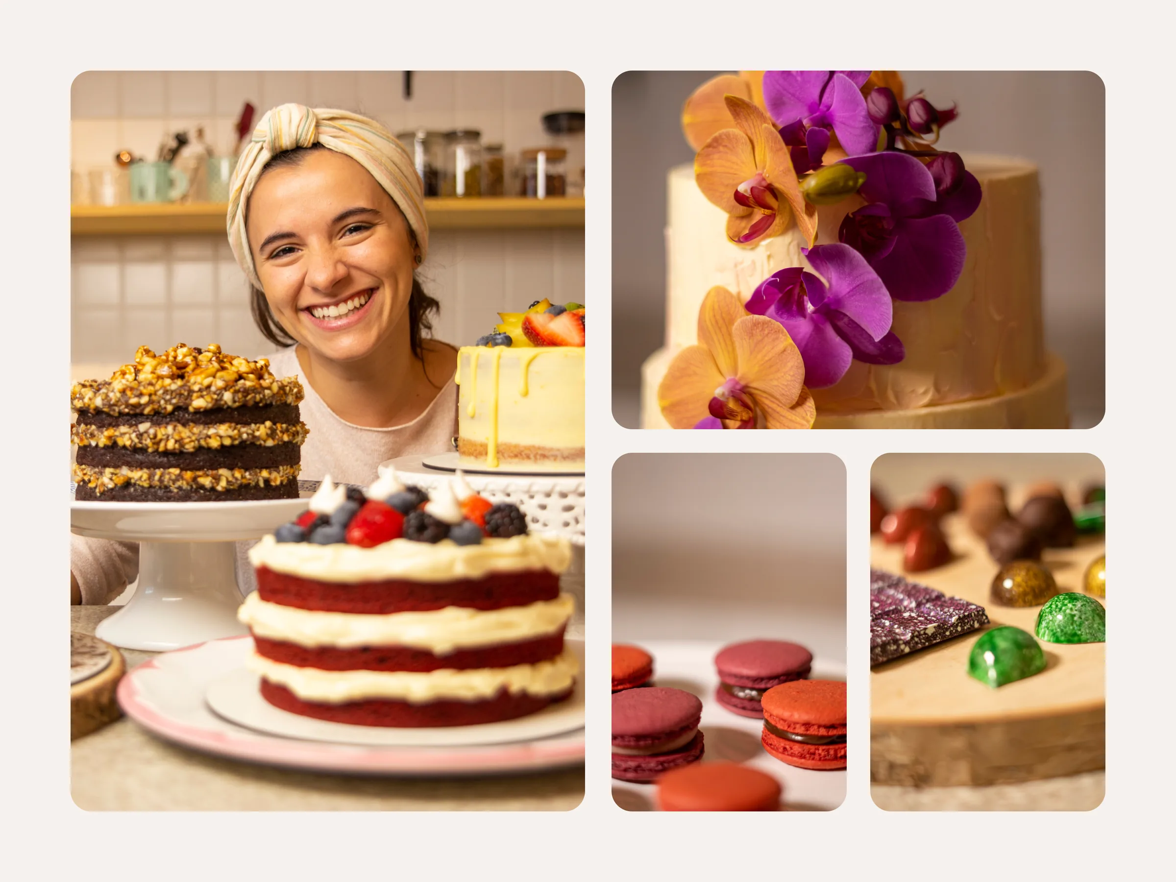 Real cakes, real kitchen: photography that sells the craft.