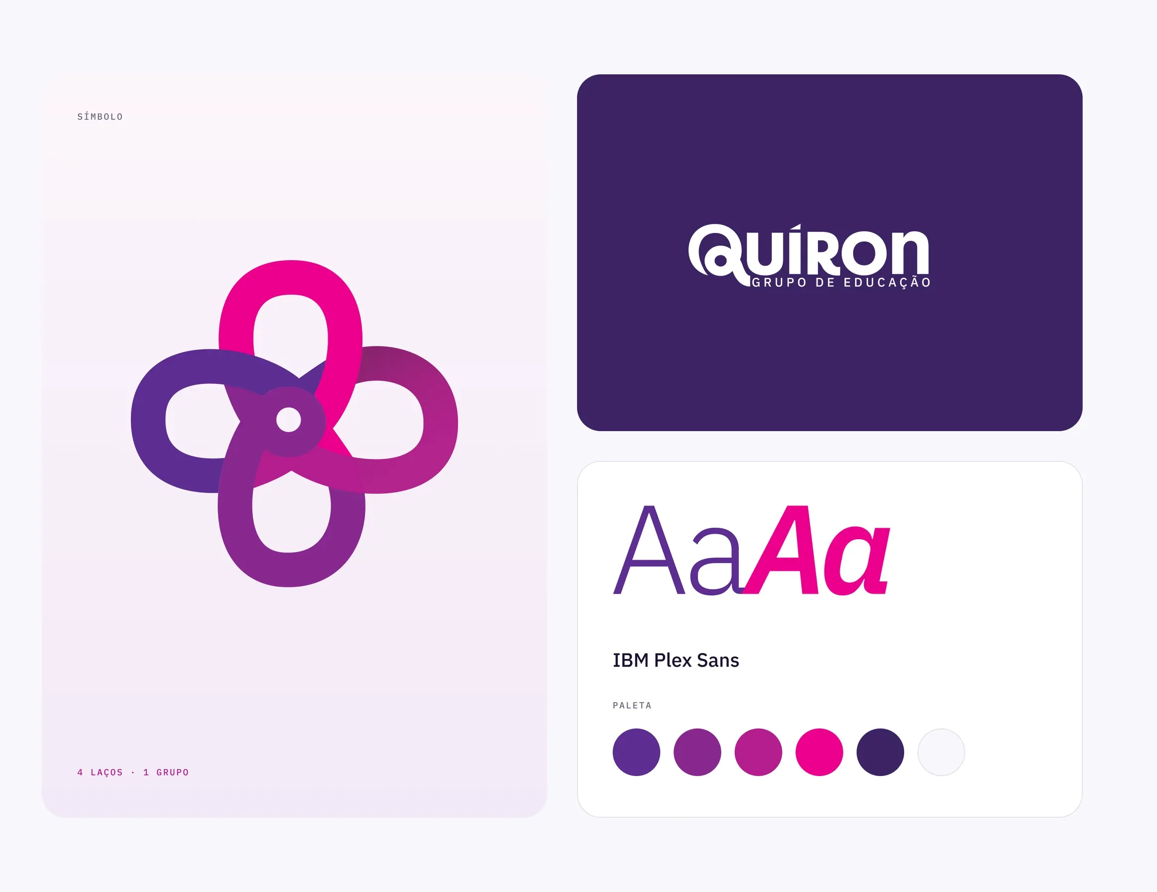 A flower of connected circles, purple and magenta.
