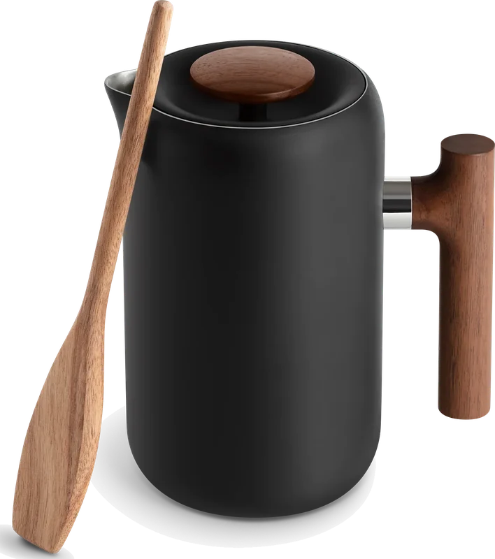 Fellow Clara French Press — Matte Black + Walnut