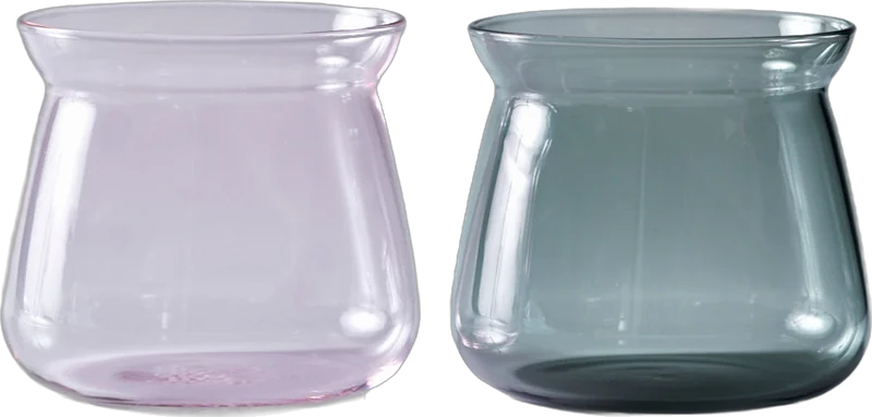Orea Sense Cups — Glass · Pink & Smoke